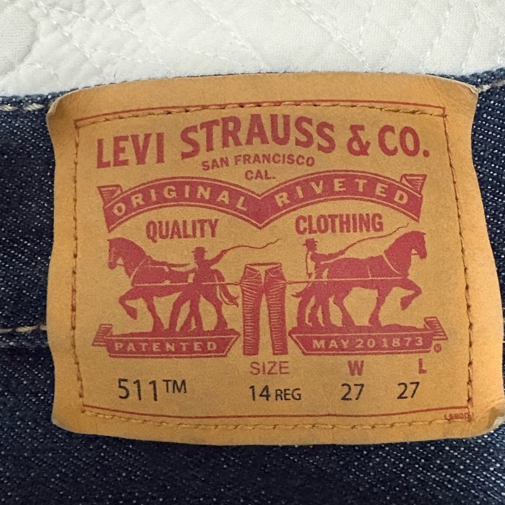 Levi's boys 27/27 Dark Blue Straight Jeans - Picture 6 of 7